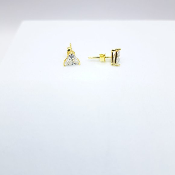 Triangle CZ Stud Earrings - Picture 3 of 4